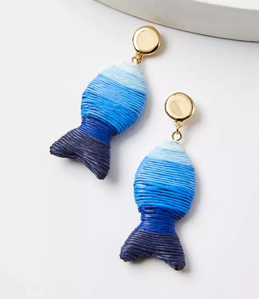 Fish Fabric Wrapped Statement Earrings