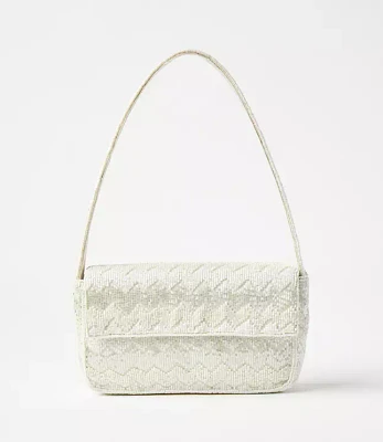 Chevron Beaded Shoulder Bag
