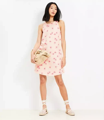 Petite Bloom Linen Blend Cutout Back Mini Pocket Dress