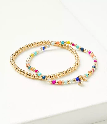 Multicolored Metal Beaded Stretch Bracelet Set