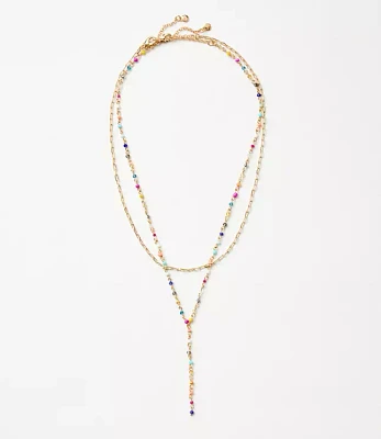 Beaded Delicate Layered Y-Necklace Set