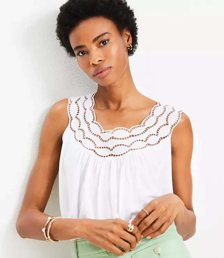 Petite Cutout Lace Tank Top