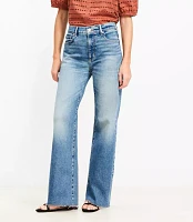 Frayed High Rise Wide Leg Jeans