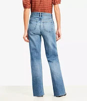 Frayed High Rise Wide Leg Jeans
