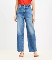 Petite High Rise Barrel Jeans Classic Mid Wash