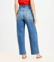 Petite High Rise Barrel Jeans Classic Mid Wash