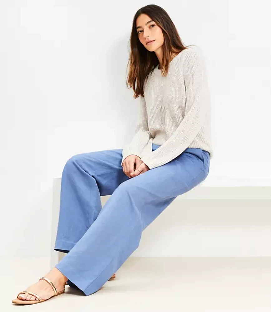 Clean Wide Leg Pants Linen Blend