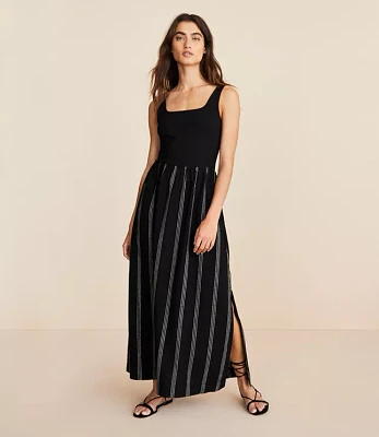 Lou & Grey Striped Mixed Media Maxi Pocket Dress
