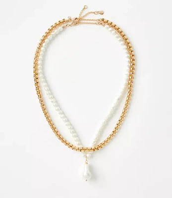 Pearlized Chunky Chain Link Necklace Set