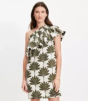 Petite Palm Ruffle One Shoulder Mini Dress
