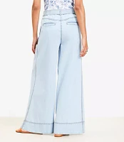 Chambray Belted Wide Leg Pants