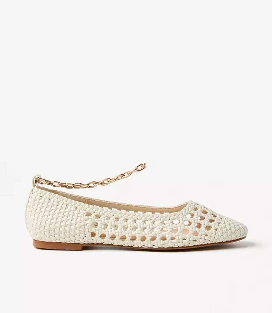 Crochet Chain Ankle Strap Ballet Flats