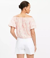 Petite Bird Toile Off The Shoulder Bubble Top