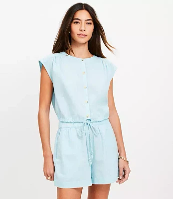 LOFT Beach Linen Cotton Drawstring Hem Top