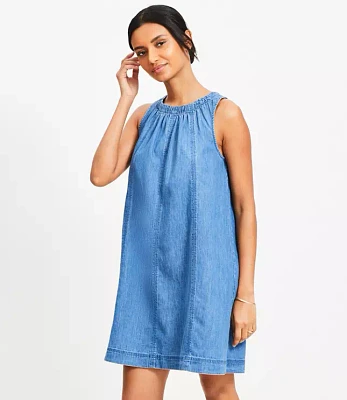 Petite Chambray Seamed Mini Dress