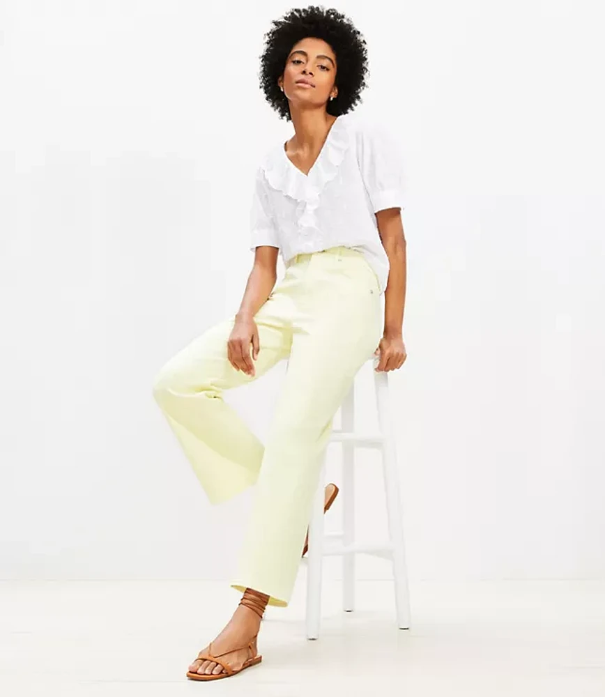 High Rise Wide Leg Crop Jeans Tender Yellow