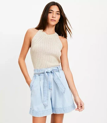 Chambray Belted Shorts
