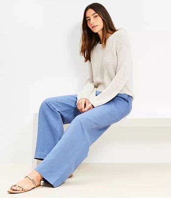 Petite Clean Wide Leg Pants Linen Blend