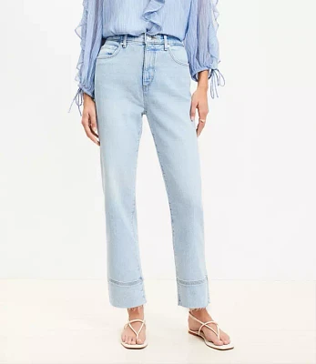 Curvy Fresh Cut Cuffed High Rise Straight Jeans Light Wash Indigo