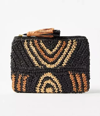 Geo Straw Zip Pouch
