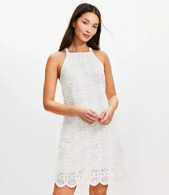 Petite Crochet Lace Mini Halter Dress