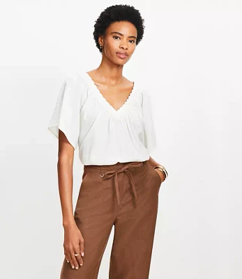 Lace Trim V-Neck Blouse