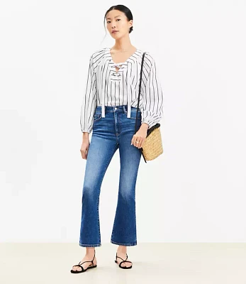 High Rise Kick Crop Jeans Bright Medium Stone Wash