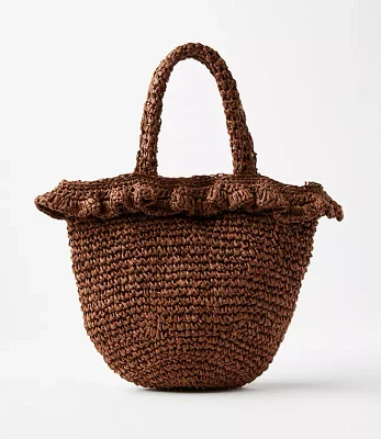 Ruffle Straw Bag