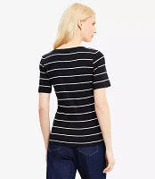 Petite Stripe Ribbed Scoop Neck Tee