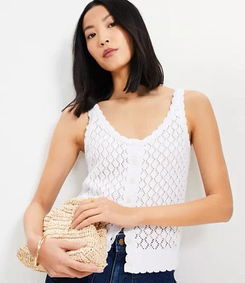 Petite Crochet Button Sweater Tank Top