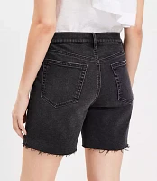 Petite Boyfriend Shorts Washed Black