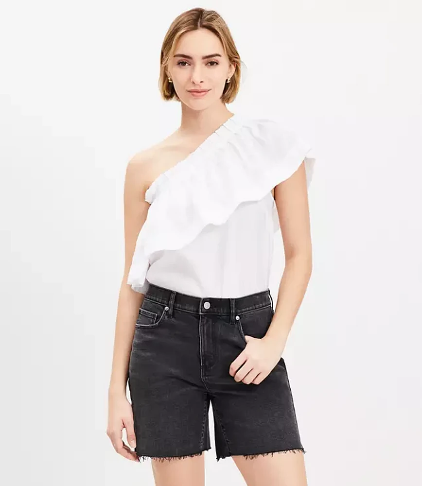 Petite Boyfriend Shorts Washed Black