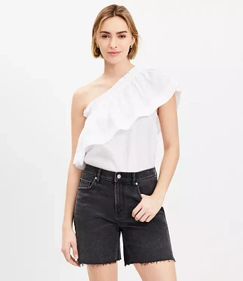 Petite Boyfriend Shorts Washed Black