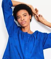 Petite Eyelet Blouson Sleeve Blouse