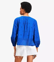 Petite Eyelet Blouson Sleeve Blouse