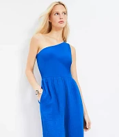 LOFT Beach Triple Cloth Mixed Media One Shoulder Jumpsuit