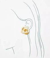 Beaded Flower Statement Stud Earrings