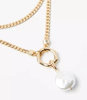Pearlized Herringbone Layered Pendant Necklace Set