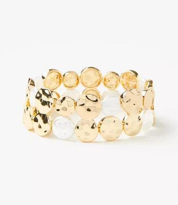 Pearlized Hammered Circle Stretch Bracelet