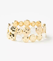 Pearlized Hammered Circle Stretch Bracelet