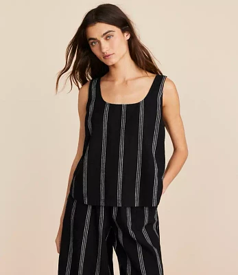 Lou & Grey Striped Linen Cotton Tie Back Tank Top
