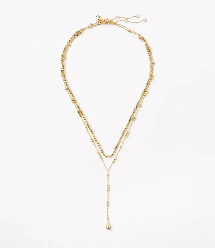 Metal Ball Layered Y Necklace Set