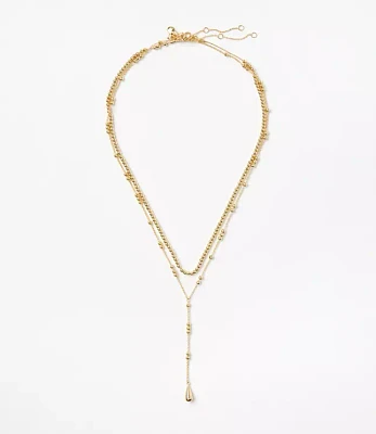 Metal Ball Layered Y Necklace Set