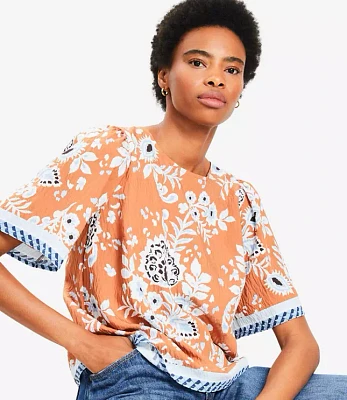 Petite Floral Gathered Sleeve Blouse