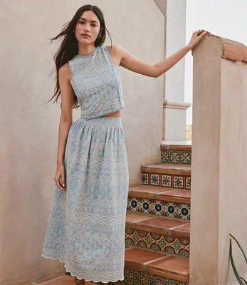 Petite Floral Embroidered Shell