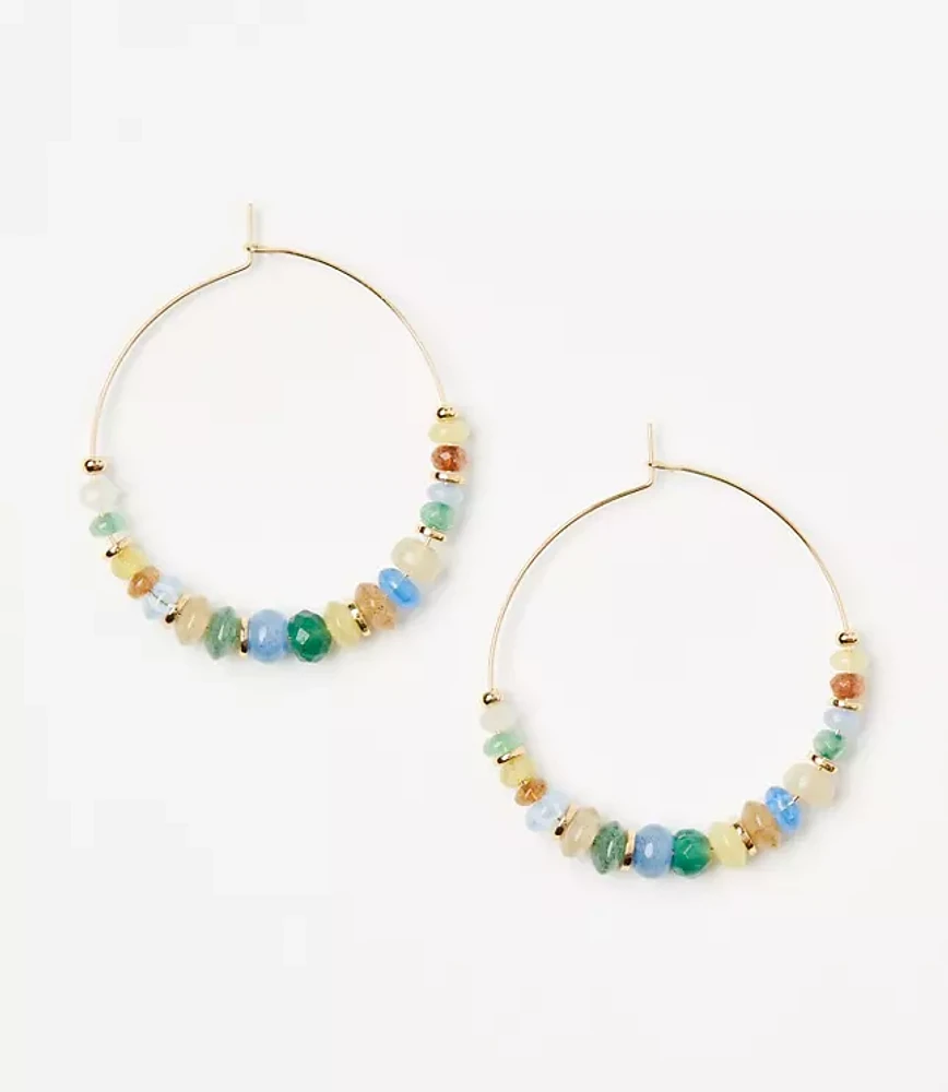 Multicolored Beaded Hoop Earrings
