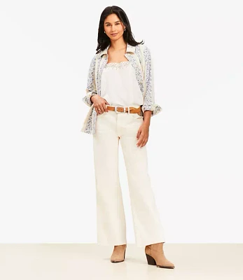 Mid Rise Wide Leg Jeans Ivory