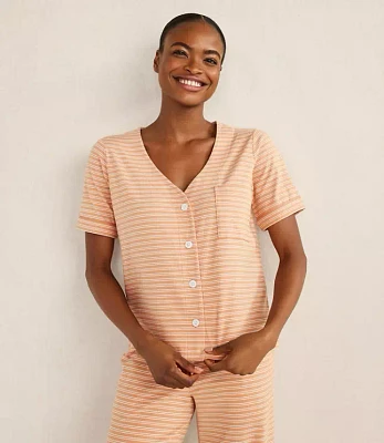 Haven Well Within Organic Cotton Jersey Striped Short Sleeve Sleep Top