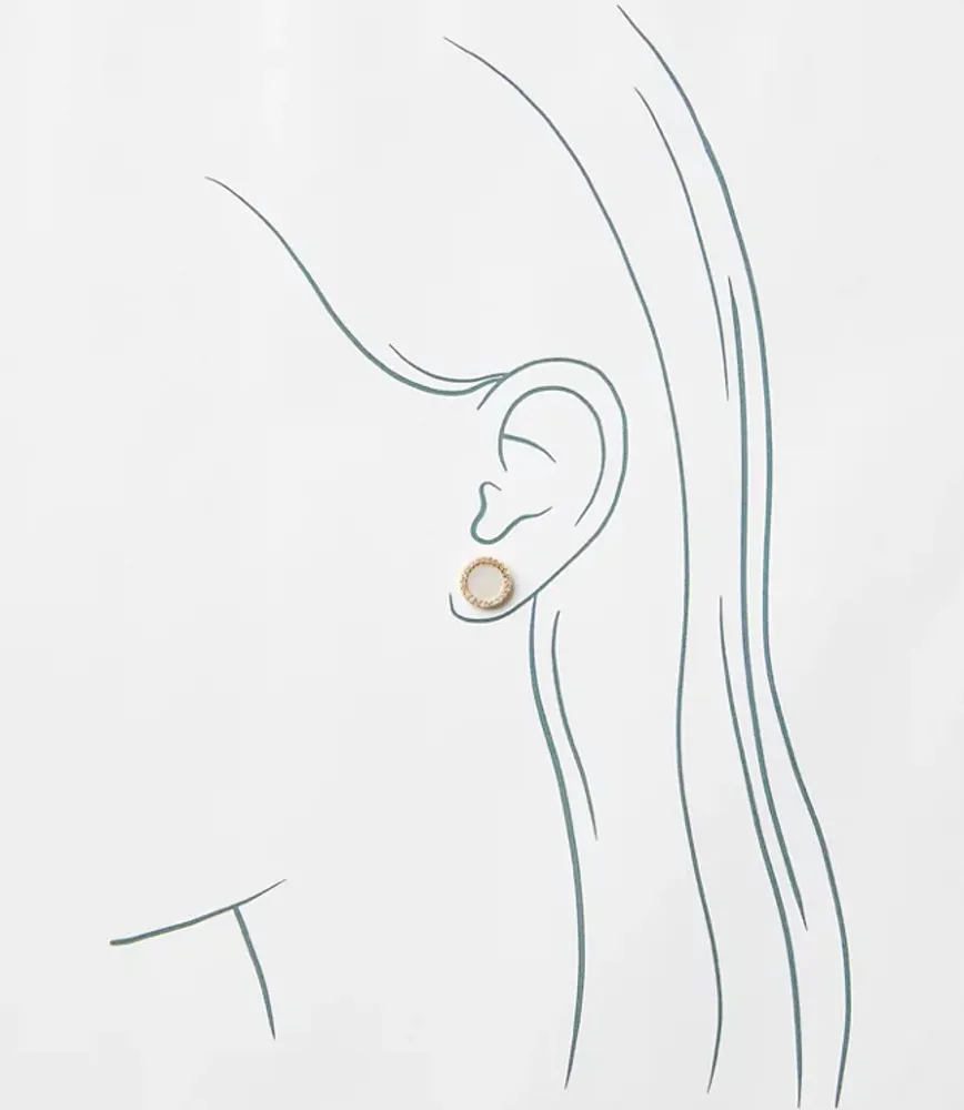 Mother Of Pearl Crystal Stud Earrings