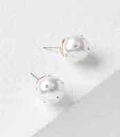 Mother Of Pearl Crystal Stud Earrings